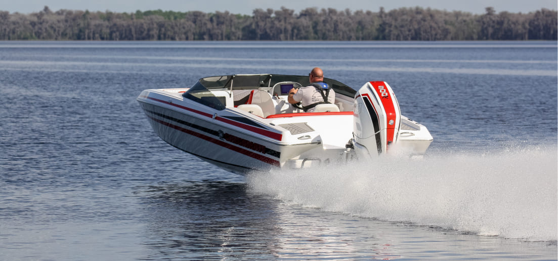 Man driving Checkmate Powerboats